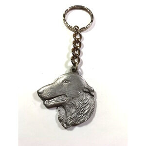 I Love My Borzoi Dog Keychain Pewter 1982